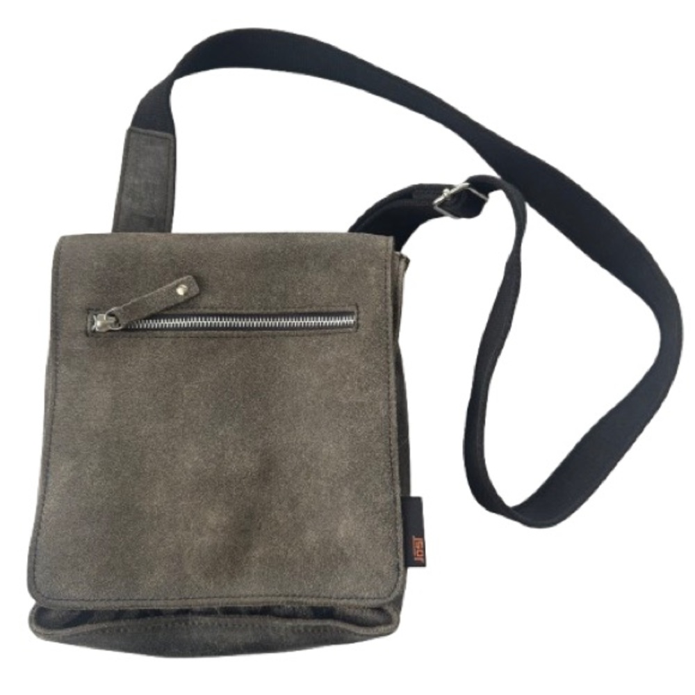 Jost Germany Suede Leather Animal Print Crossbody Messenger Bag Distressed